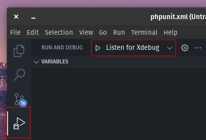 Go to VSCode debug tab and click in "Listen for XDebug"