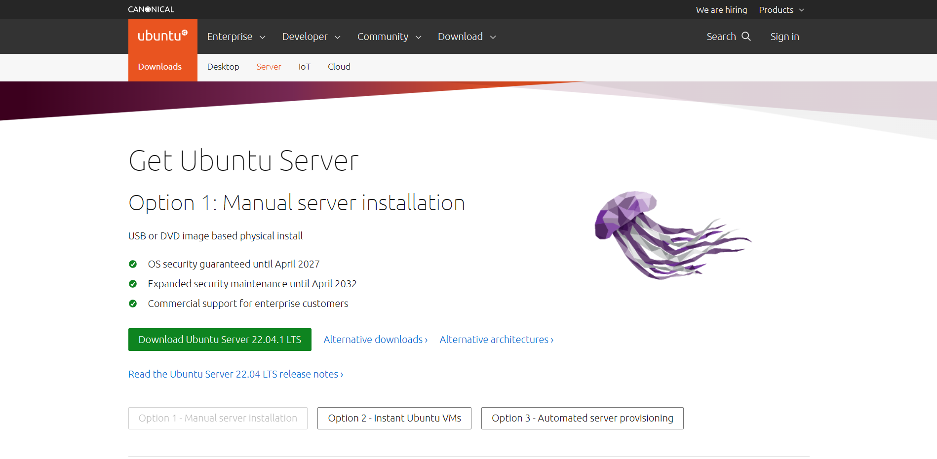 Ubuntu Server Download Landing Page