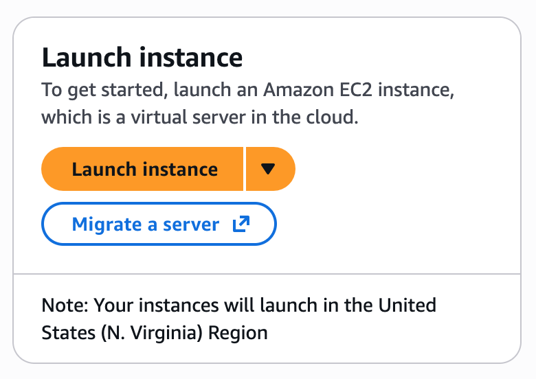 AWS EC2 console showing the Launch instance button