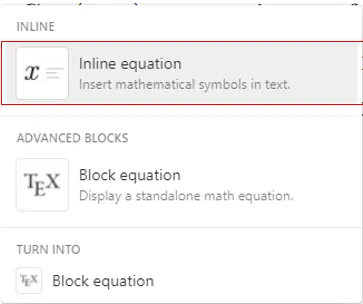 Notion Inline Equation