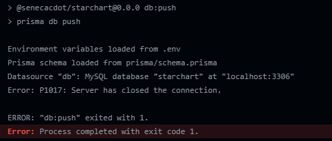 Error Server has closed the connection