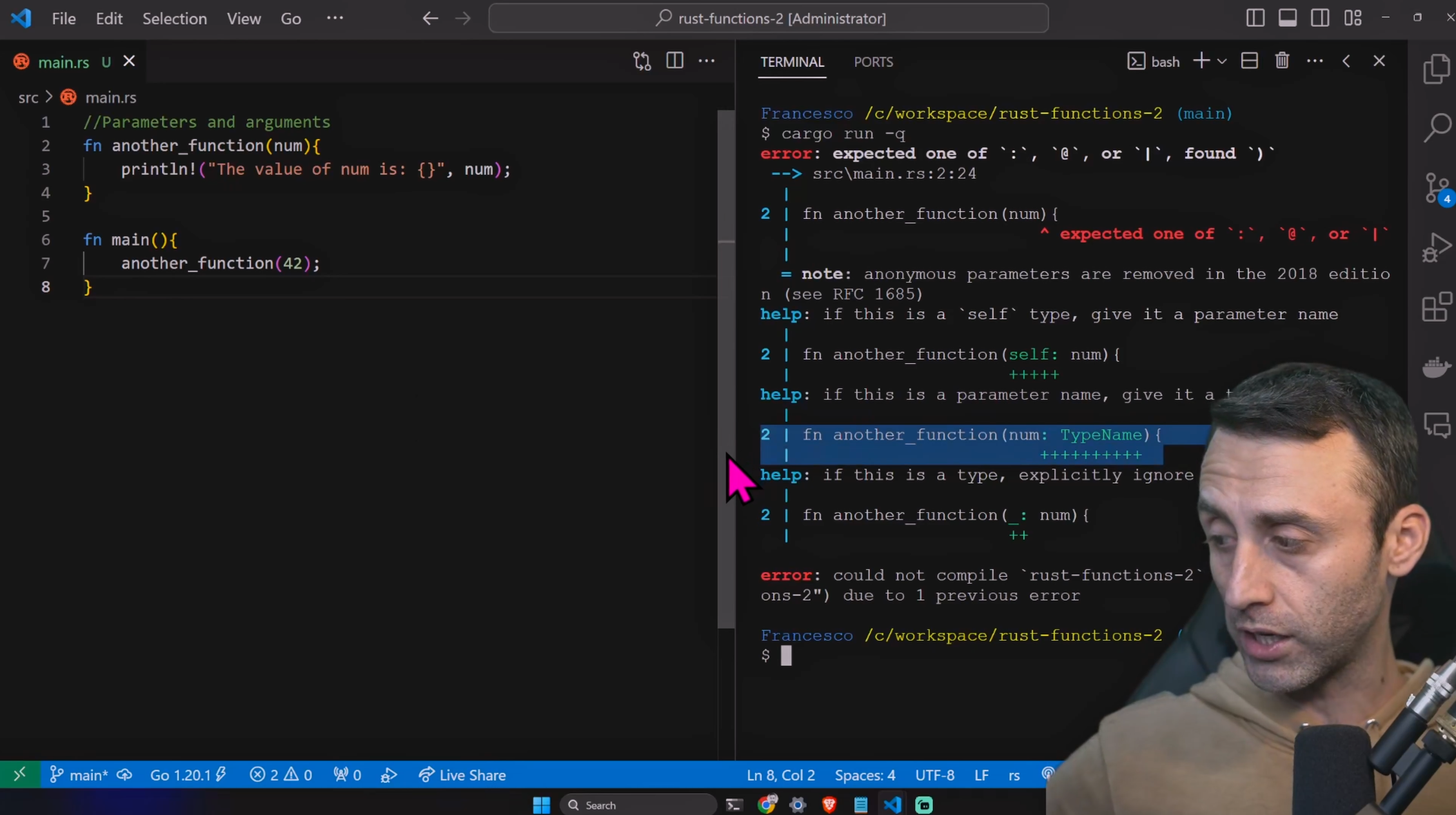 functions in Rust - Rust programming tutorial