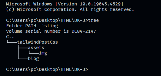 folder structure using "tree" command in Command Prompt (CMD)