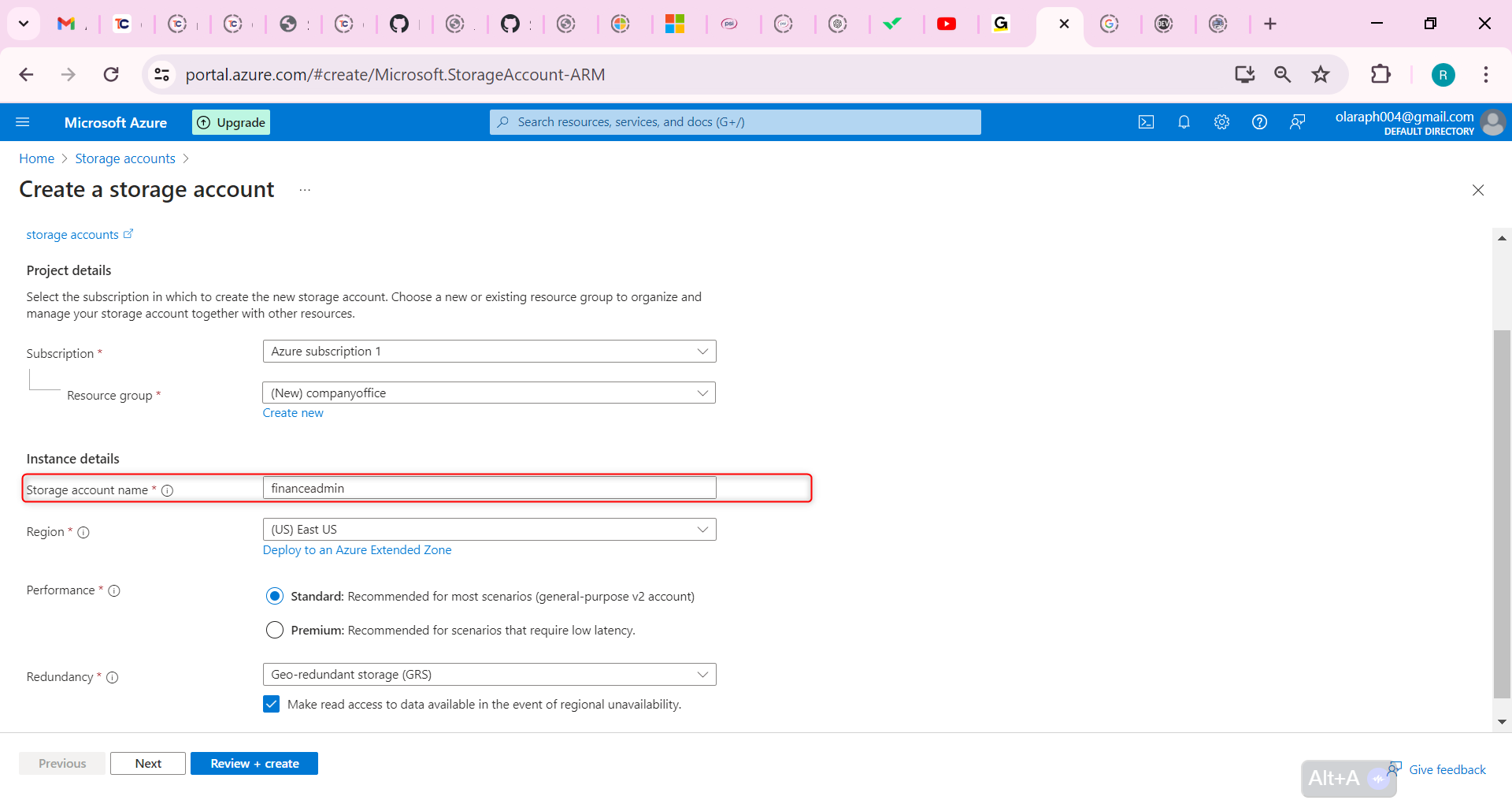 Storage account name