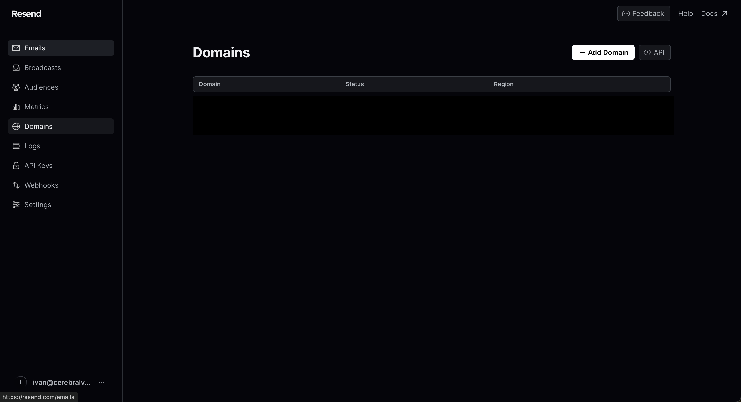 Add domain in Resend