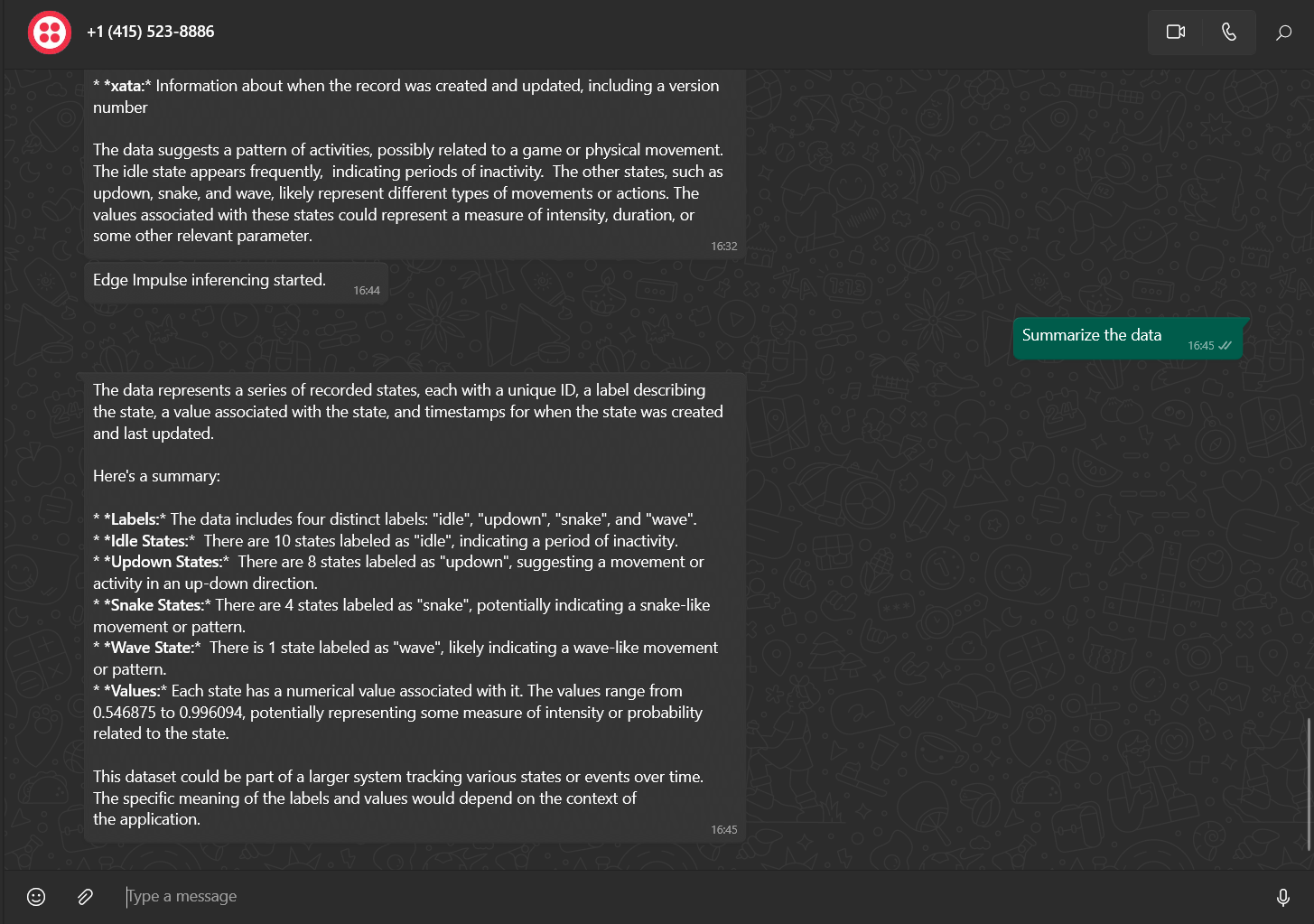 Twilio Whatsapp Response
