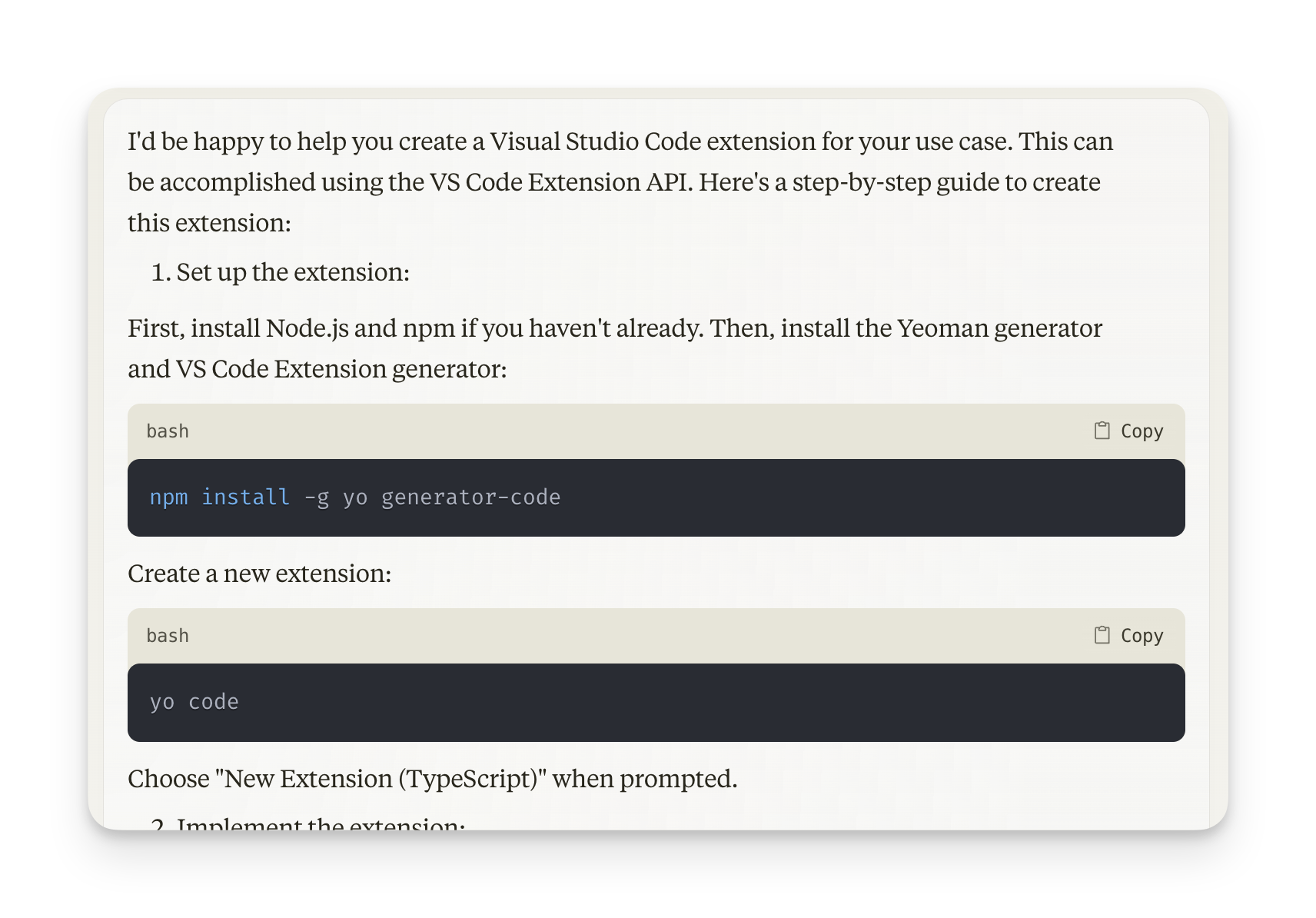 Claude's first response