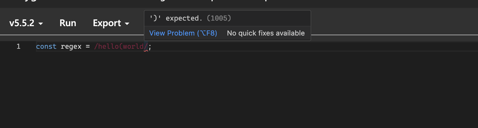 Regular Expression in Syntax Checking TypeScript 5.5
