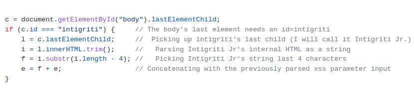 Section of code which defines how the script tag should be parsed