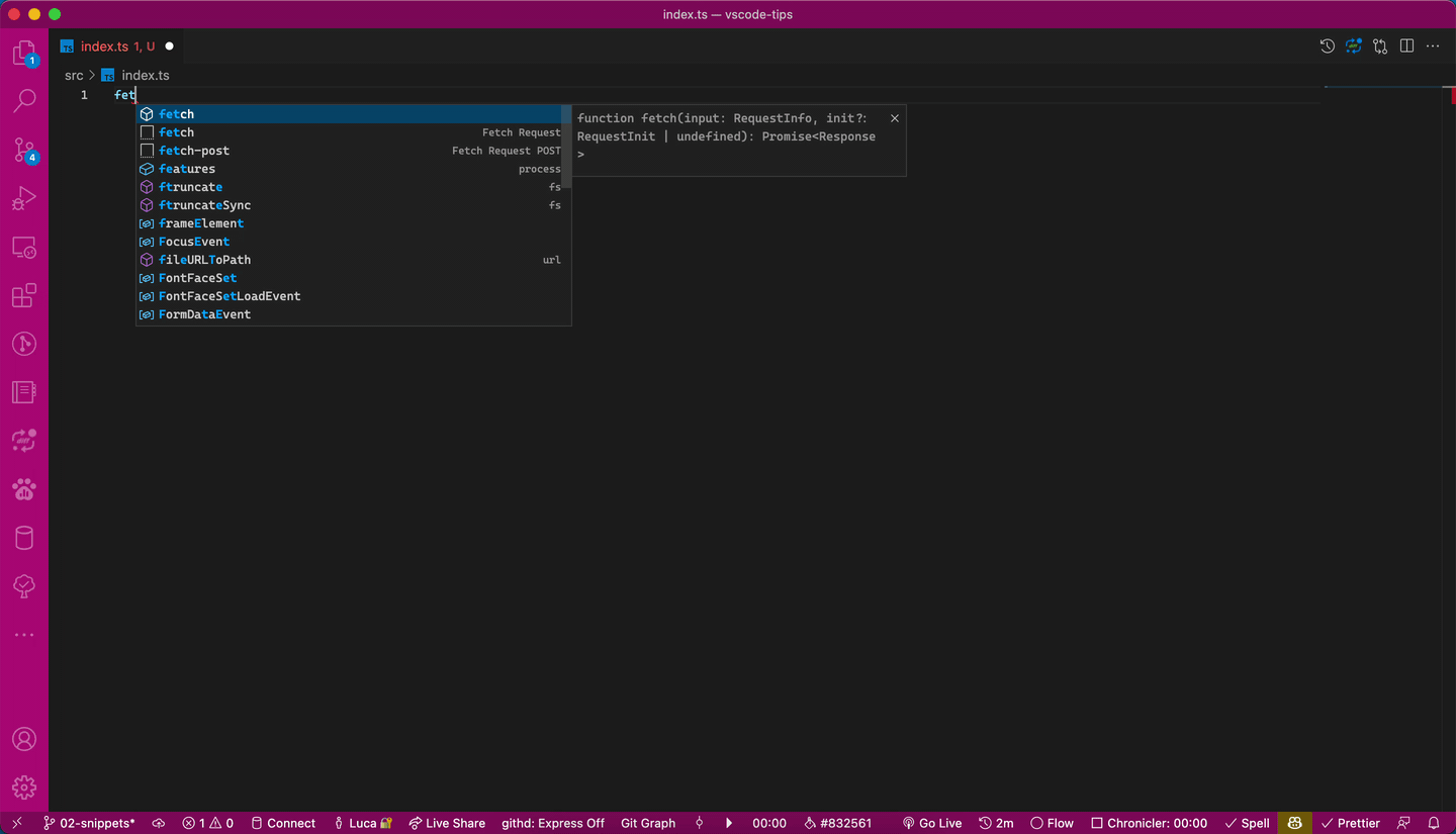 Fetch snippets at work