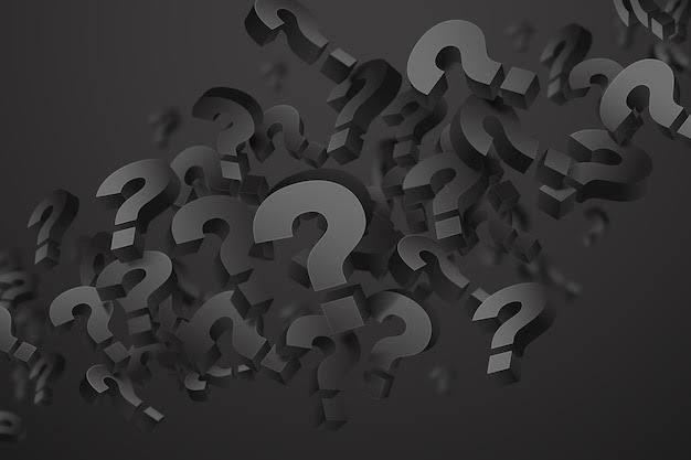 Image of a dark themed background with question marks
