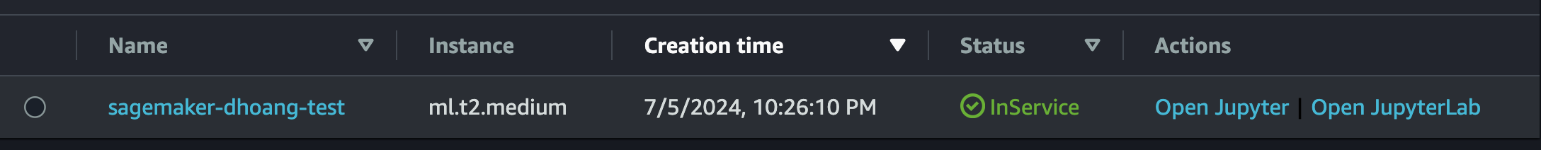 Notebook instance InService state