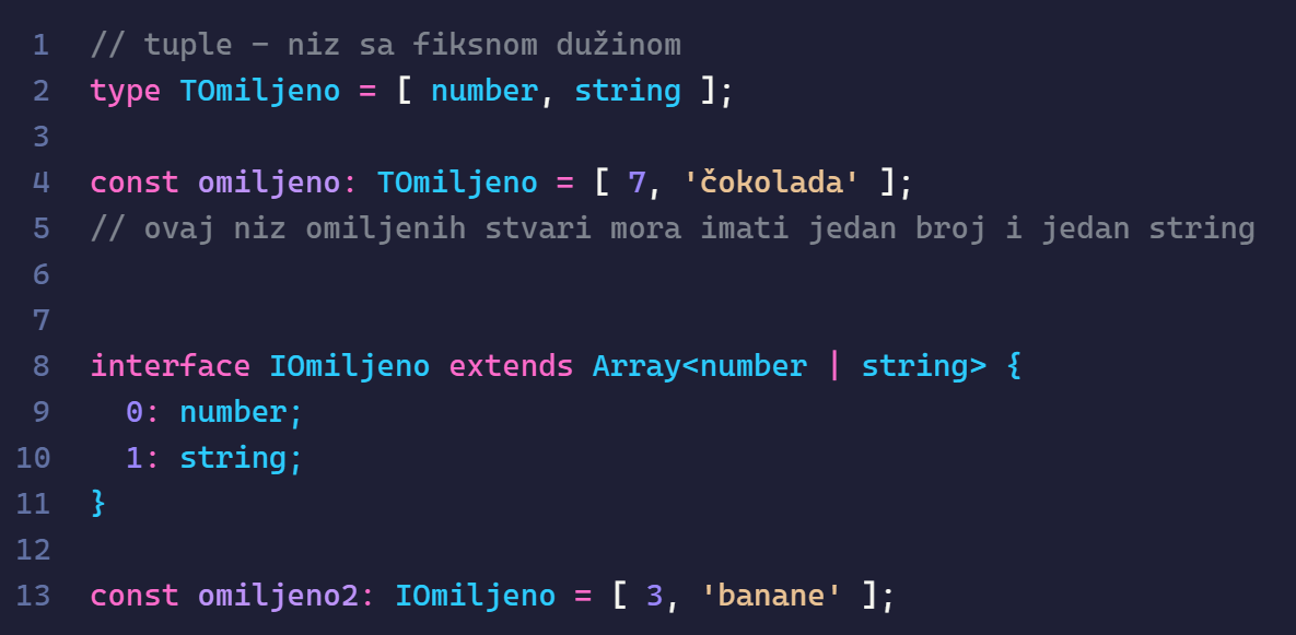 example of defining tuples with interfaces and types