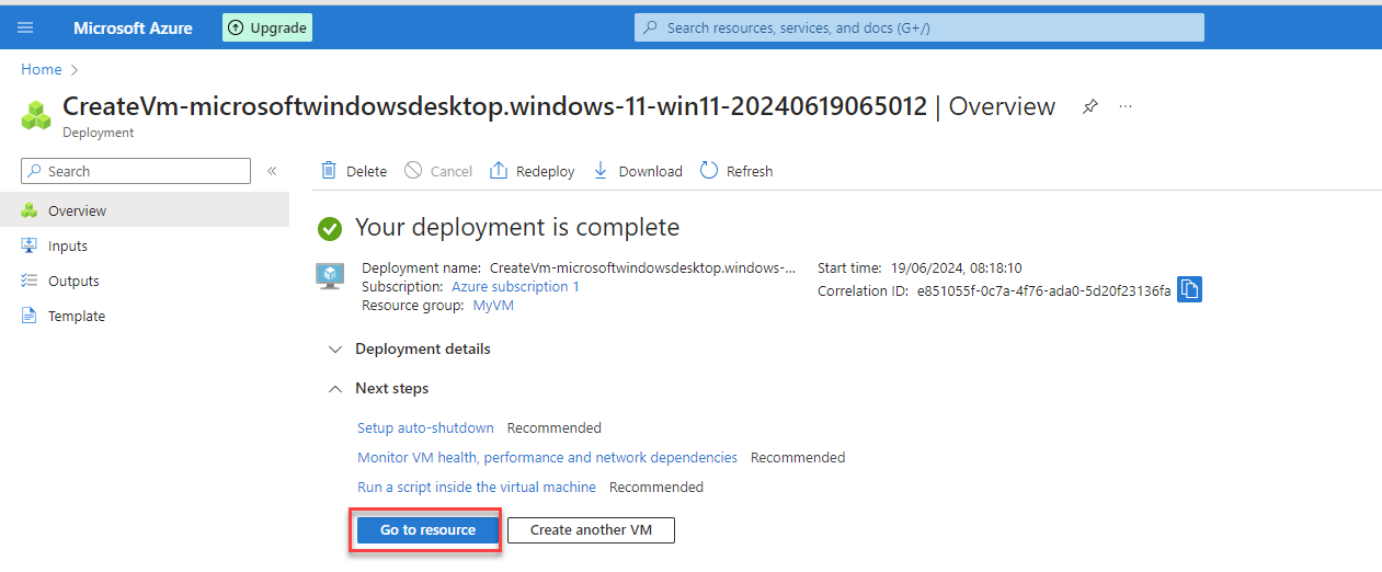 VM created successfully