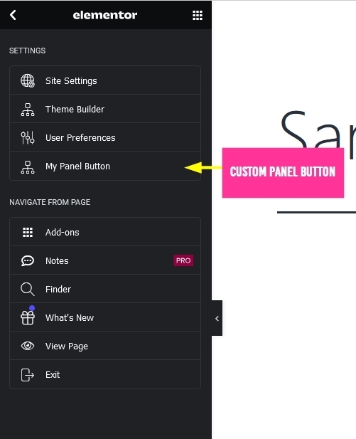 Custom settings panel