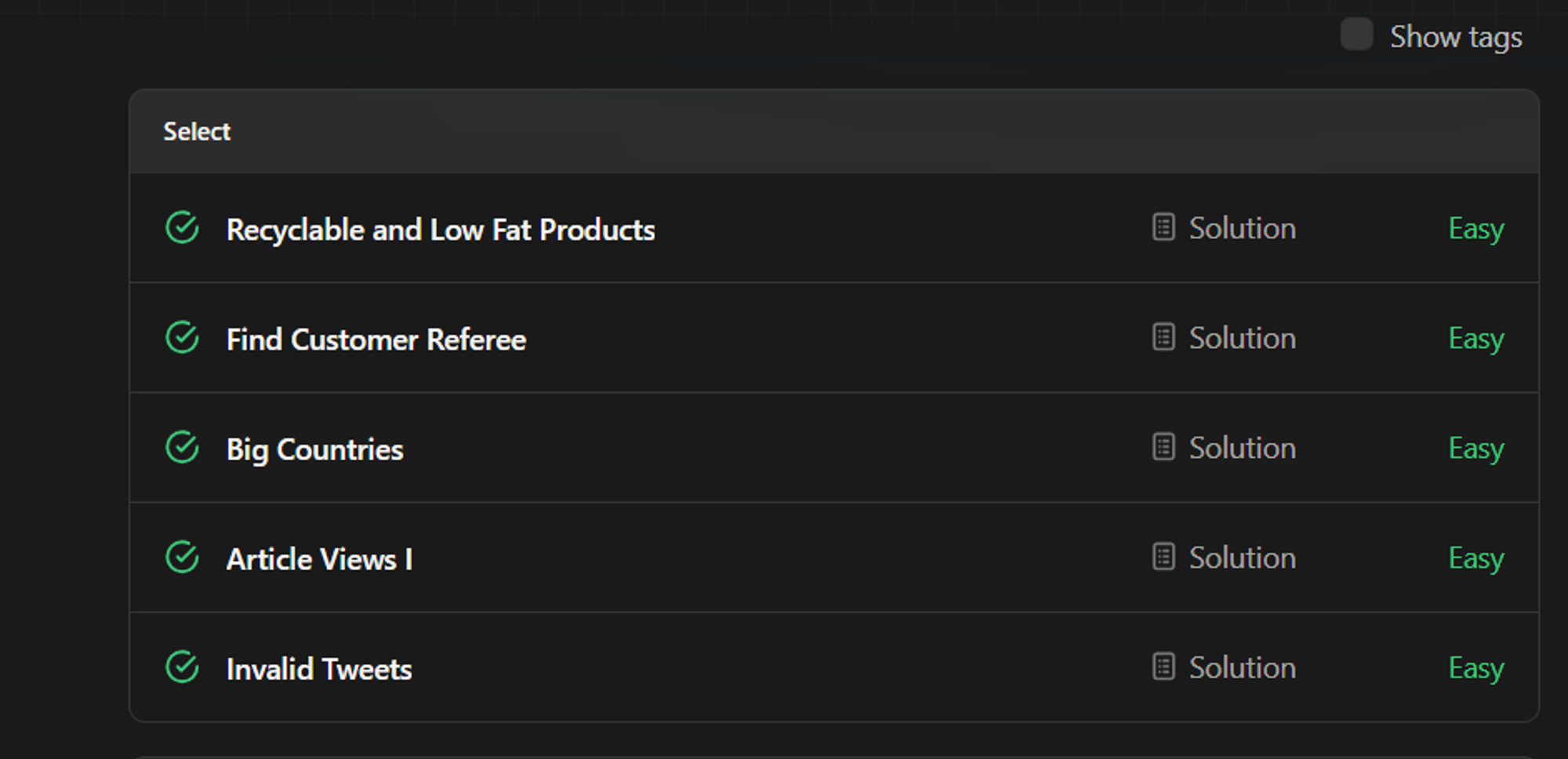 Section 1 of leetcode sql 50