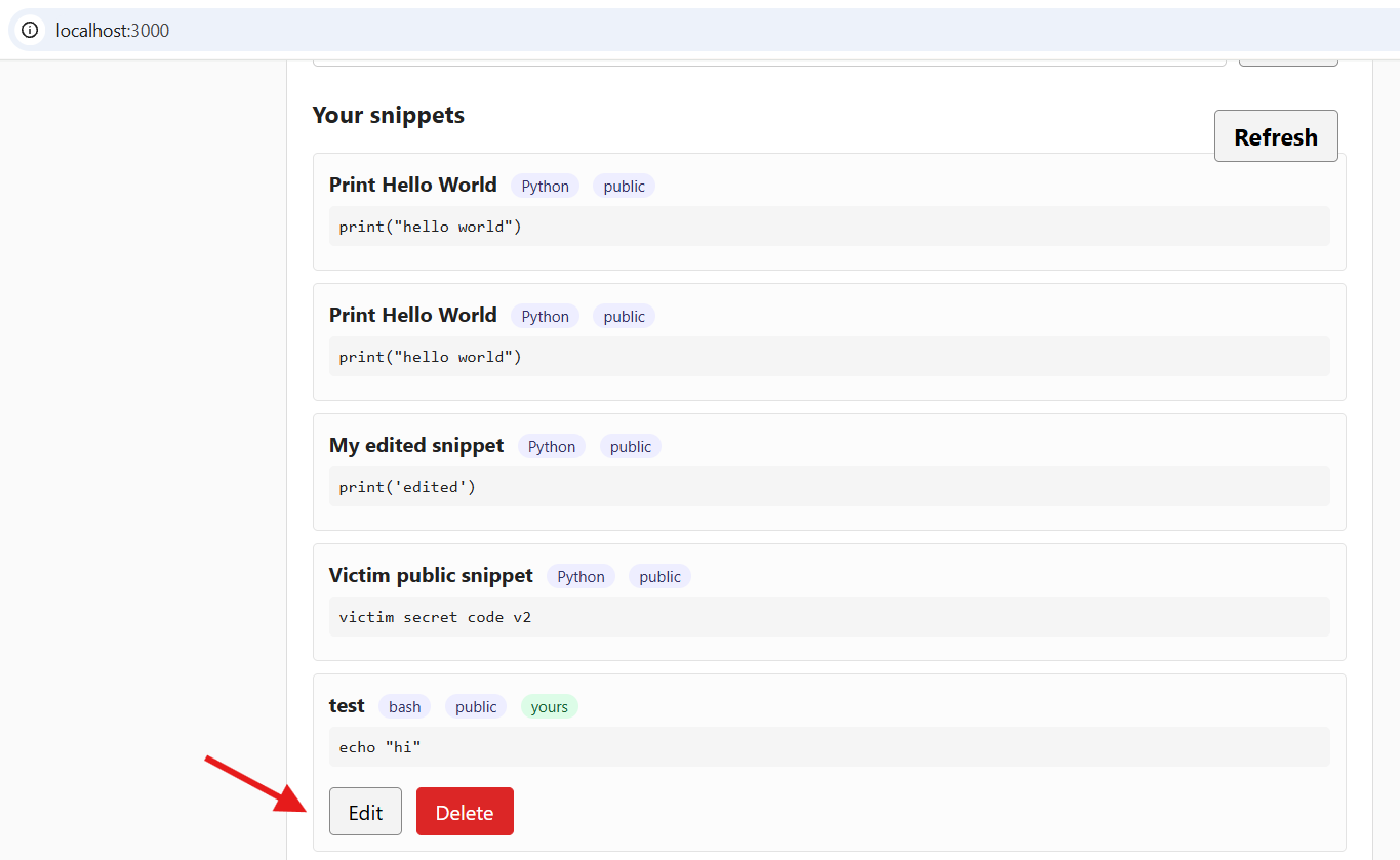 Edit your snippet