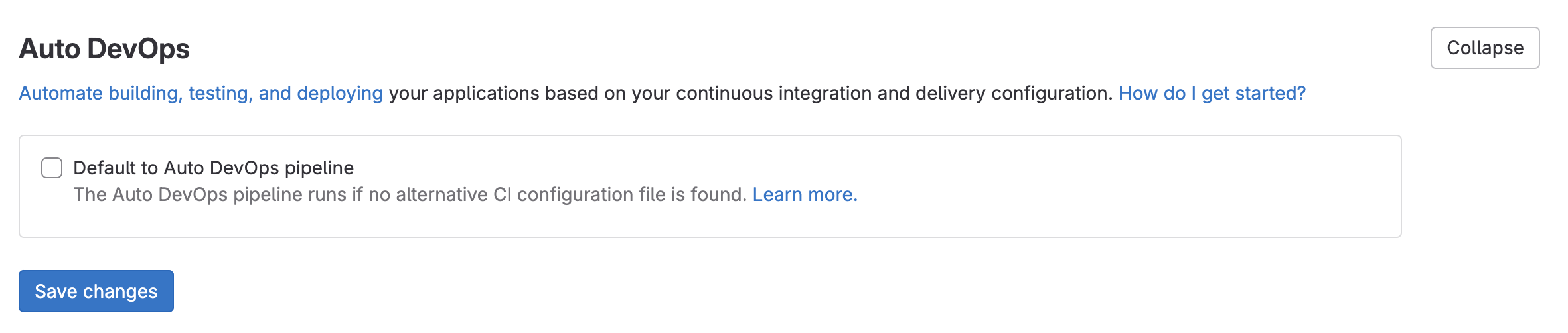 enable Auto DevOps