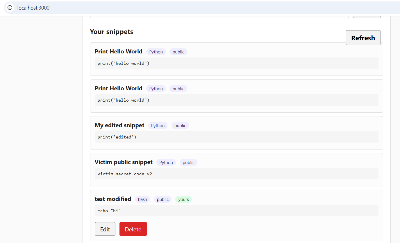 Snippet-sharing web app