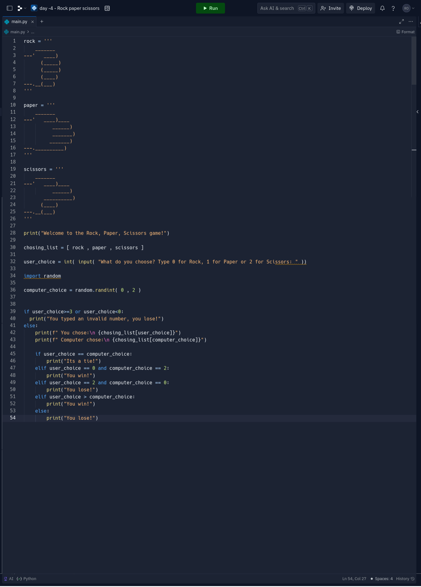 rock, paper, scissors game