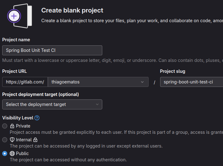New empty gitlab project