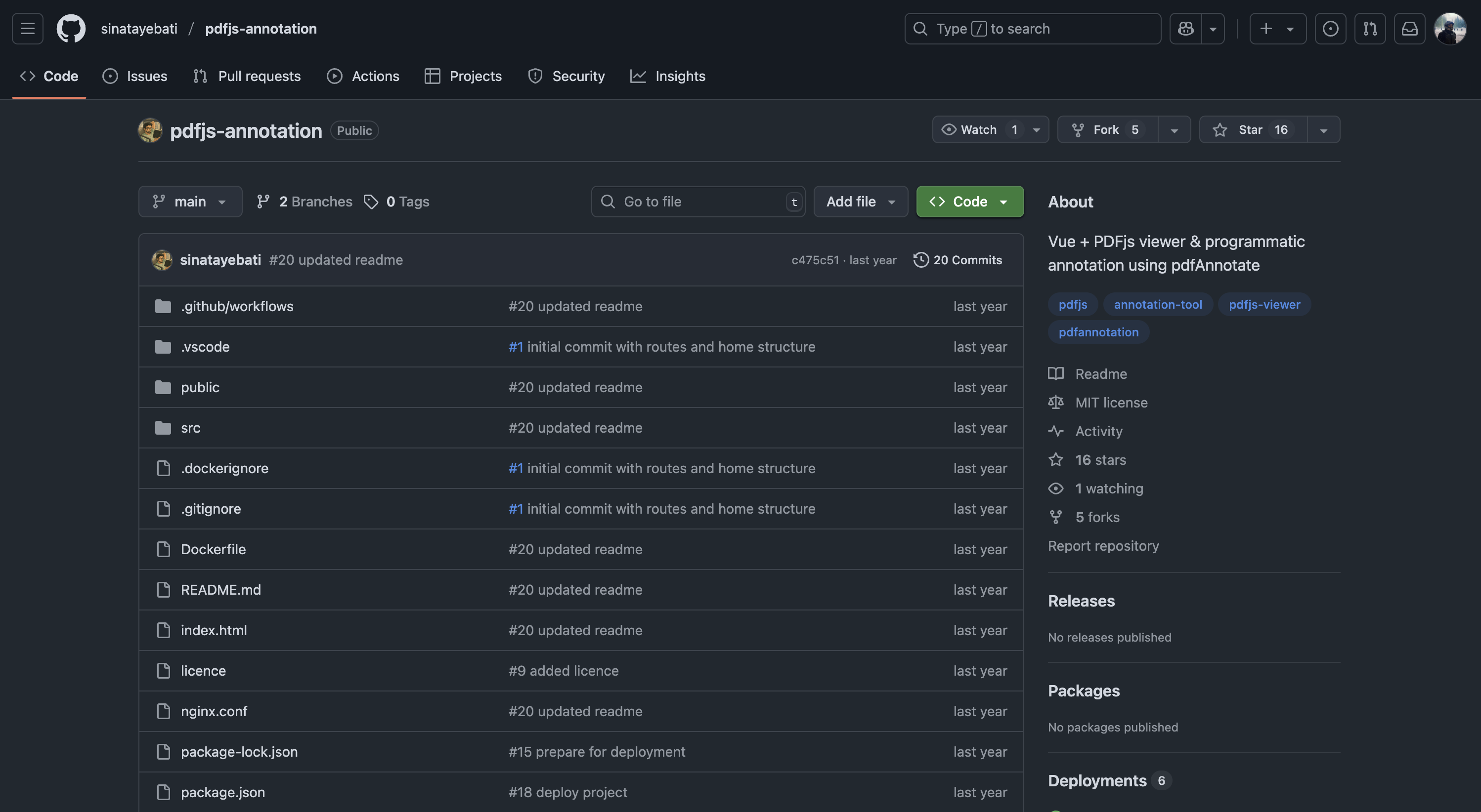 Screenshot of sinatayebati/pdfjs-annotation