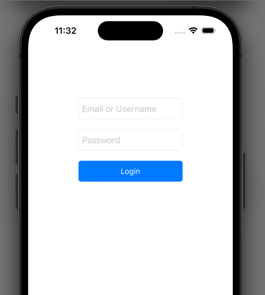 Screenshot: Login Screen built programmatically with UIKit