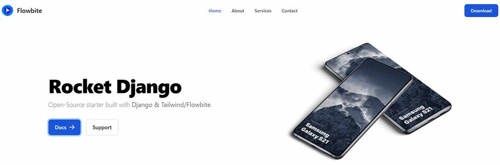Tailwind & Django - The Starter Page (Flowbite Components)