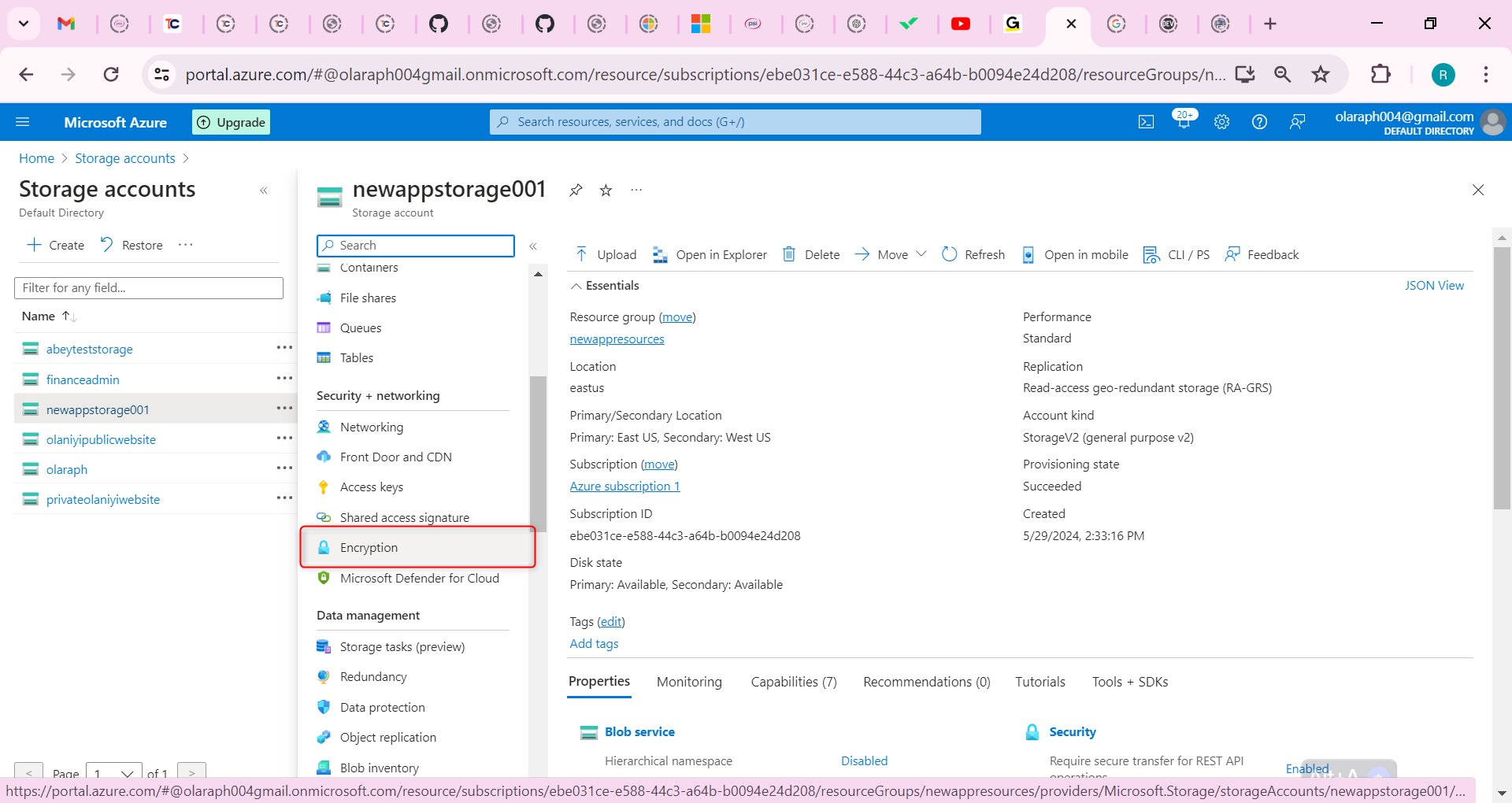 your storage account