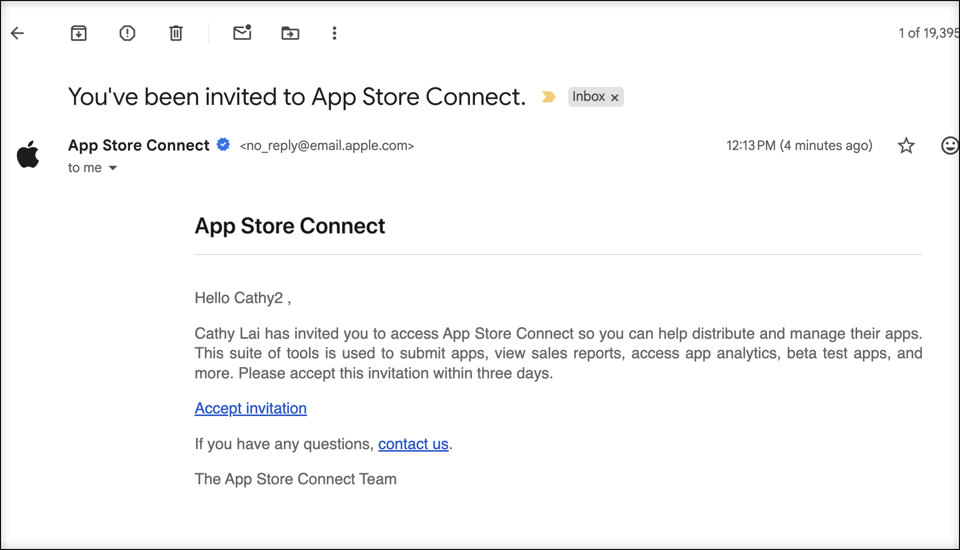 Accept invitation screenshot