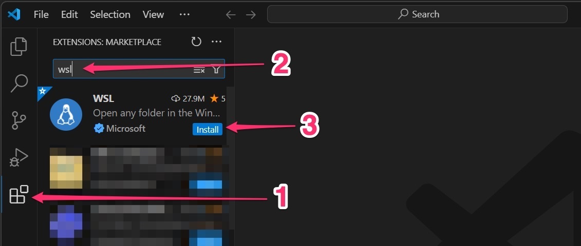 Instalando a extensão do WSL no VSCode