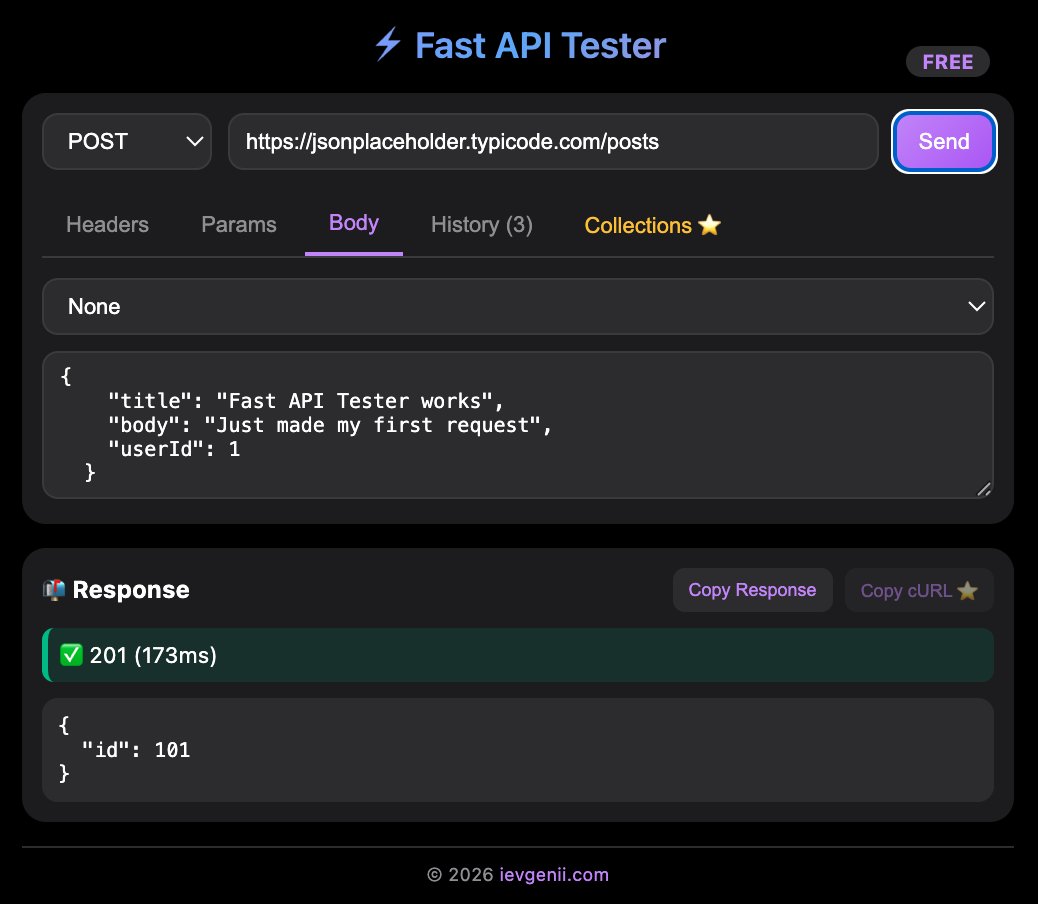 Fast API Tester screenshot
