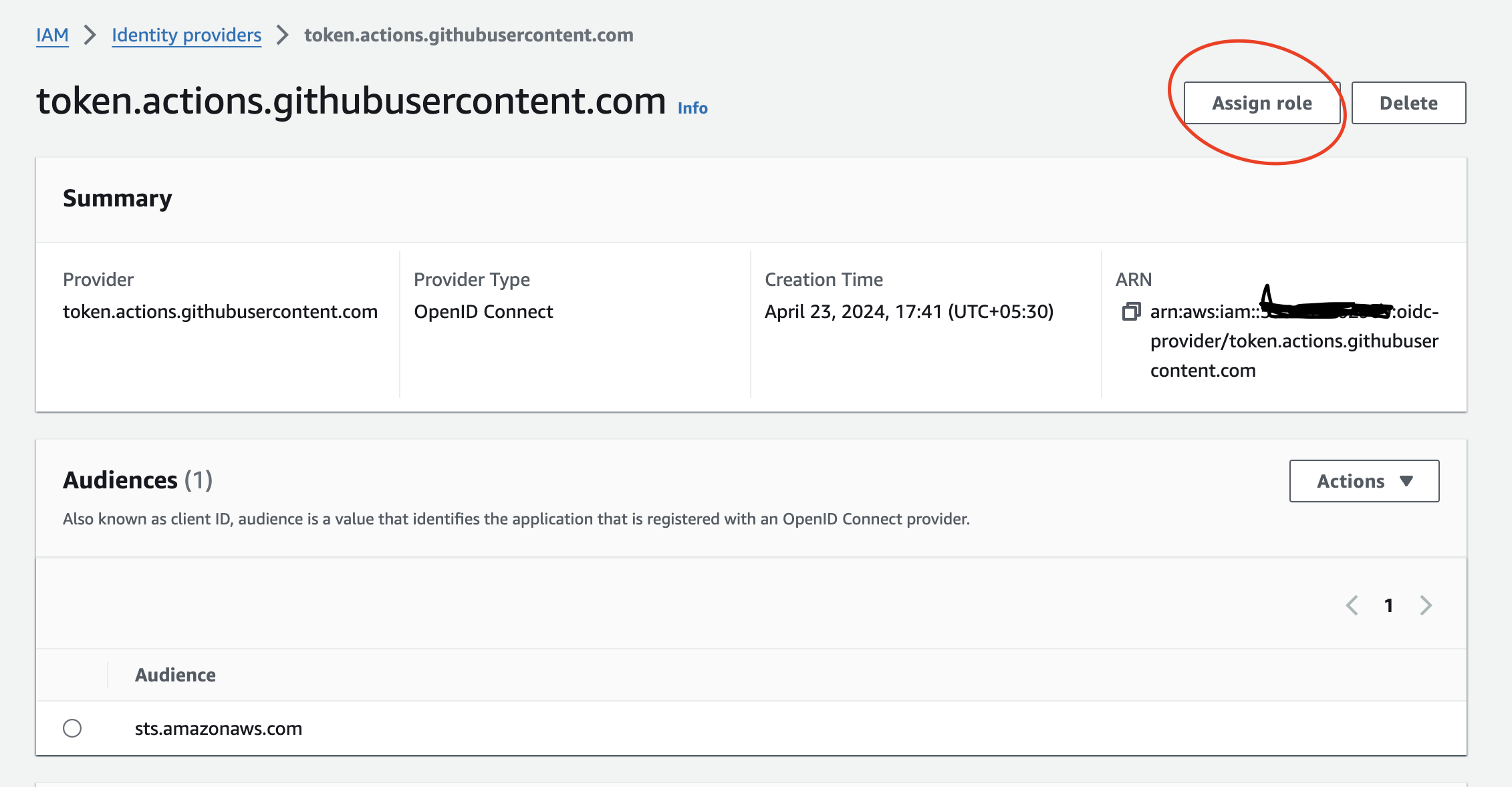 Adding role to created provider
