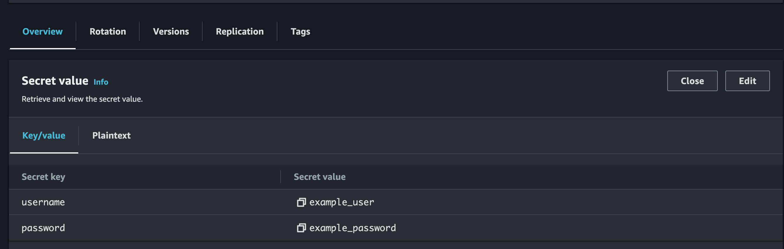 Secret value before rotation