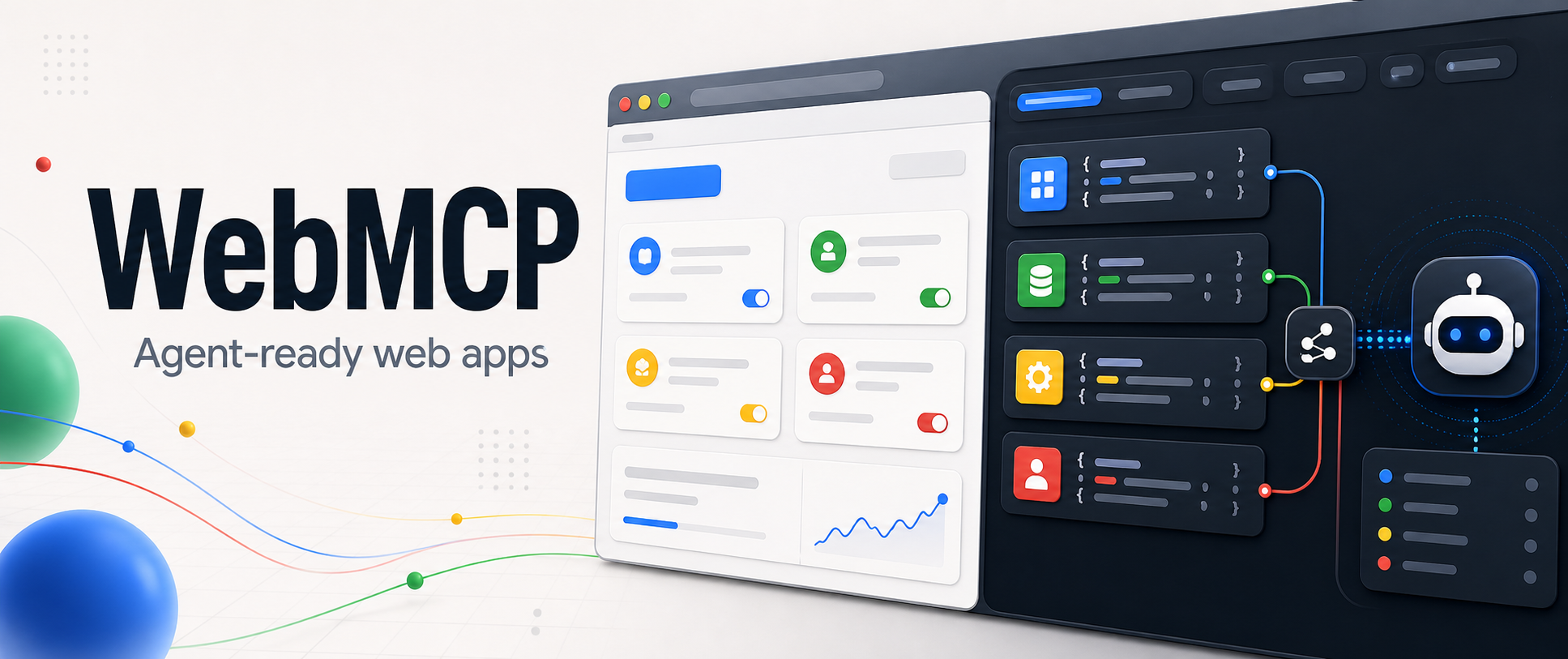 WebMCP cover image showing agent-ready web apps and structured tool panels