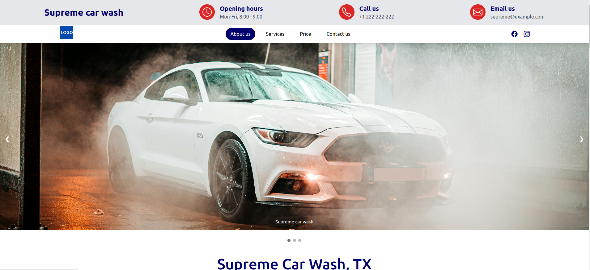 carwash landing page