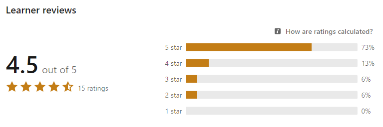 reviews on the course page