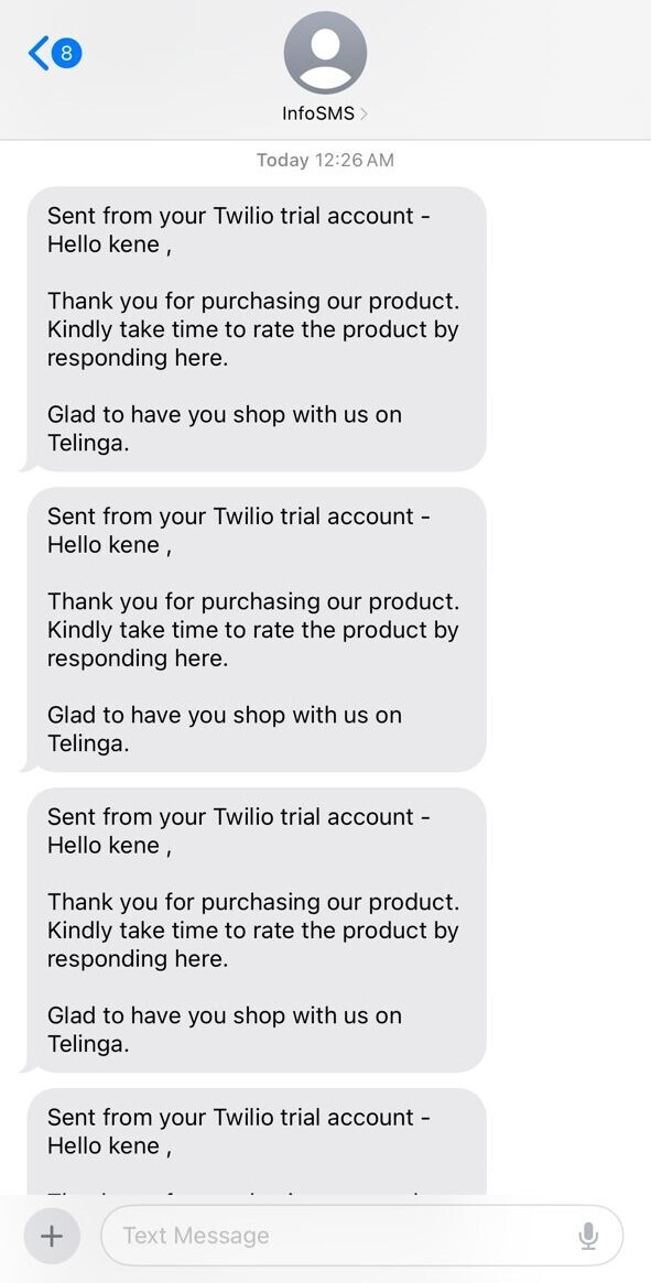 sms notification sent after onboarding customers via the upload_csv endpoint