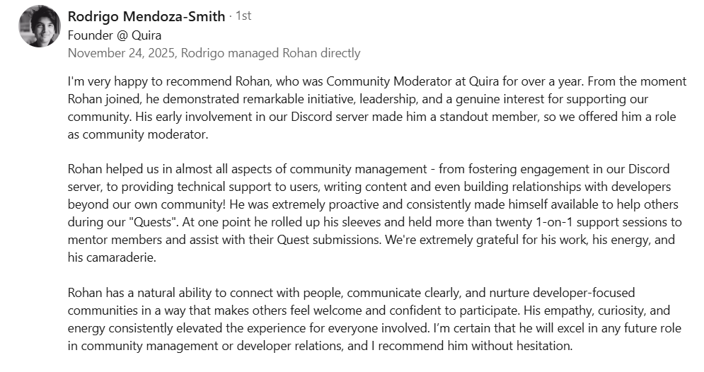rodrigo's recommendation