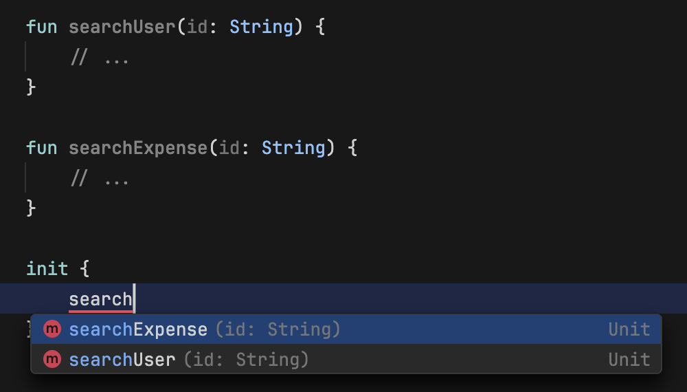 Auto completion for searchUser and searchExpense