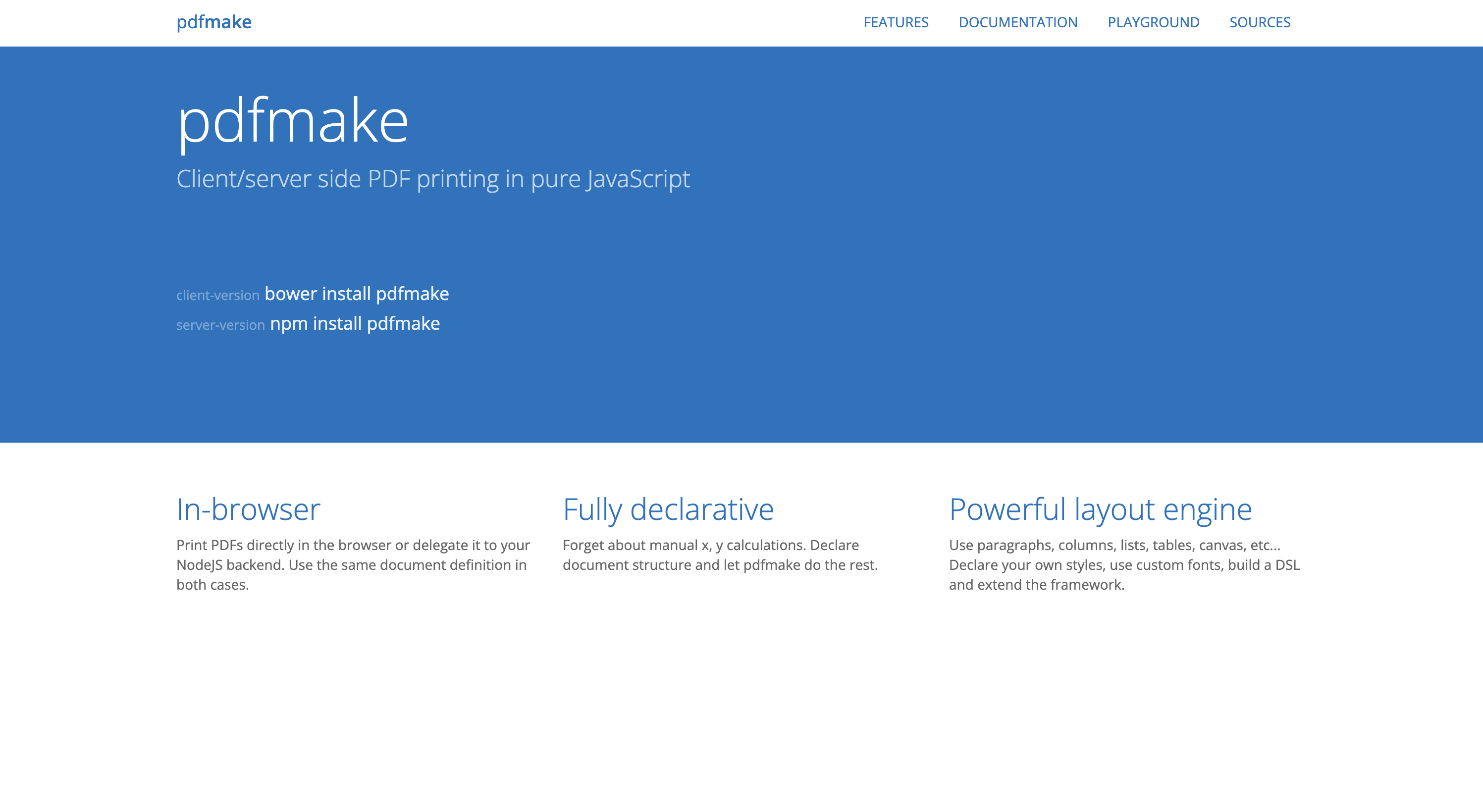 Screenshot of pdfmake