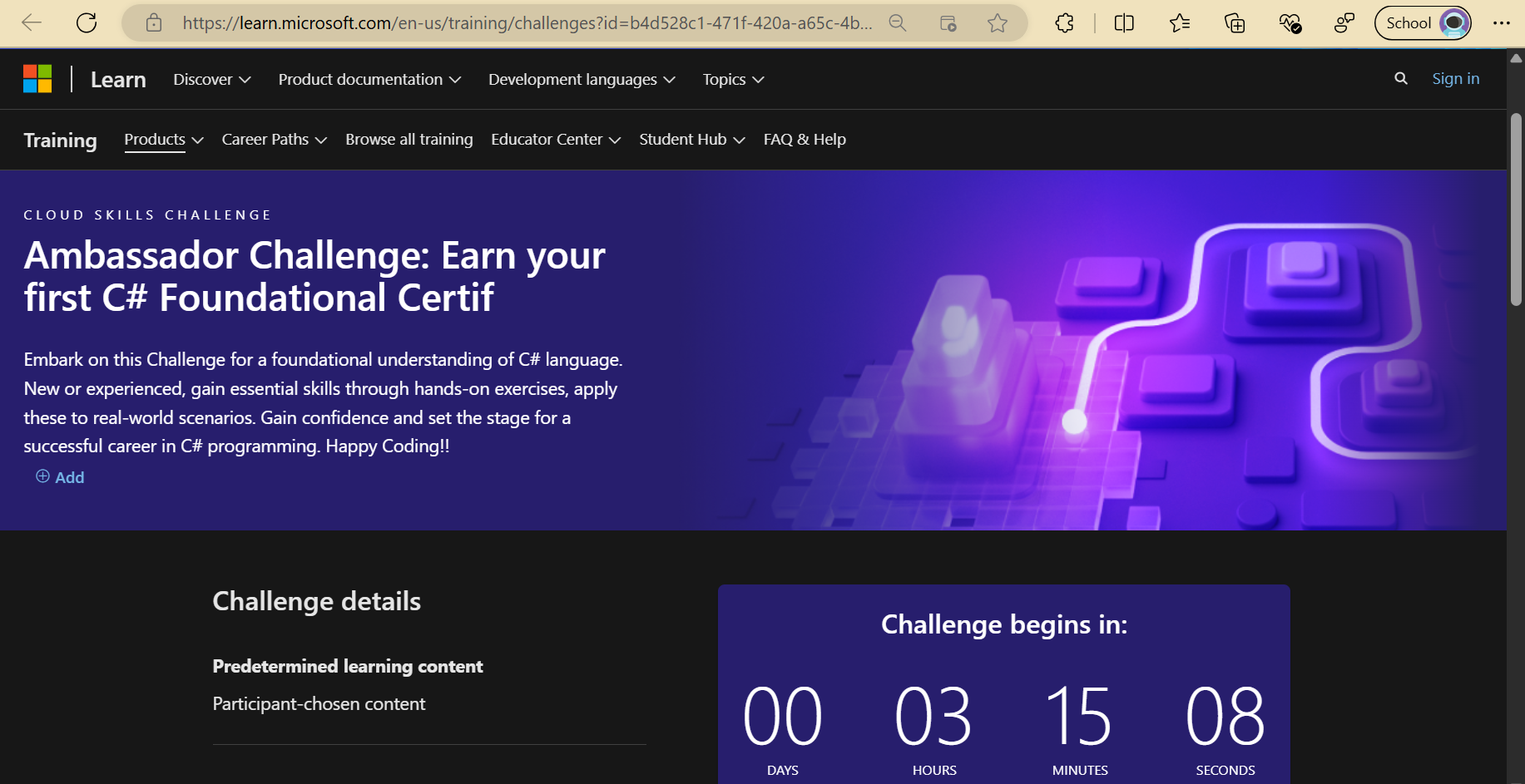 Microsoft Learn page