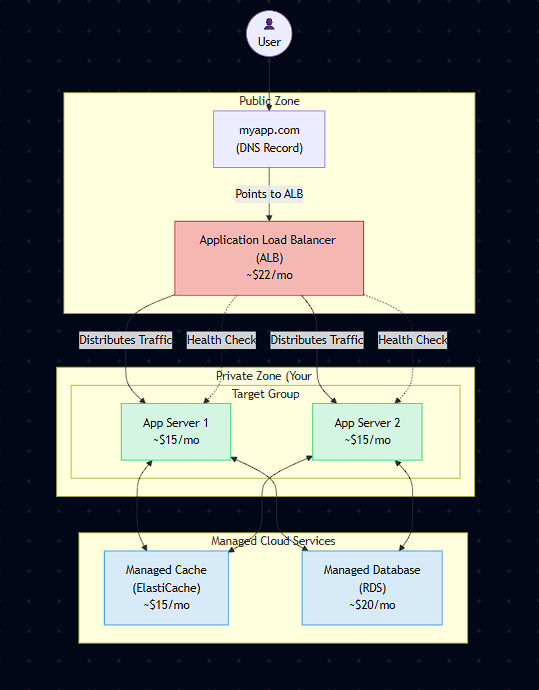 Architectural diagram with ALB