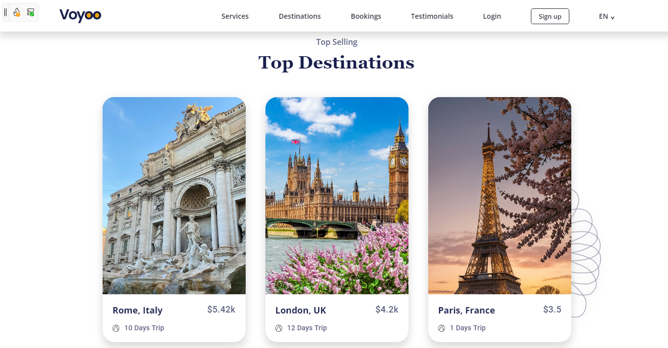 這是一個使用 Uno Platform 建立的現代旅行社登錄頁面，展示了全寬的首頁橫幅、目的地卡片和響應式跨平台佈局。