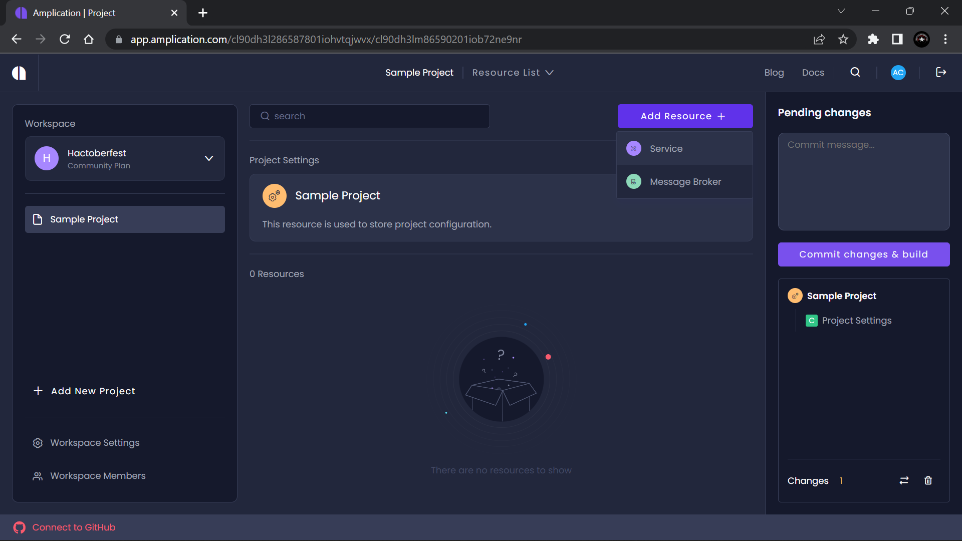 Create Service option