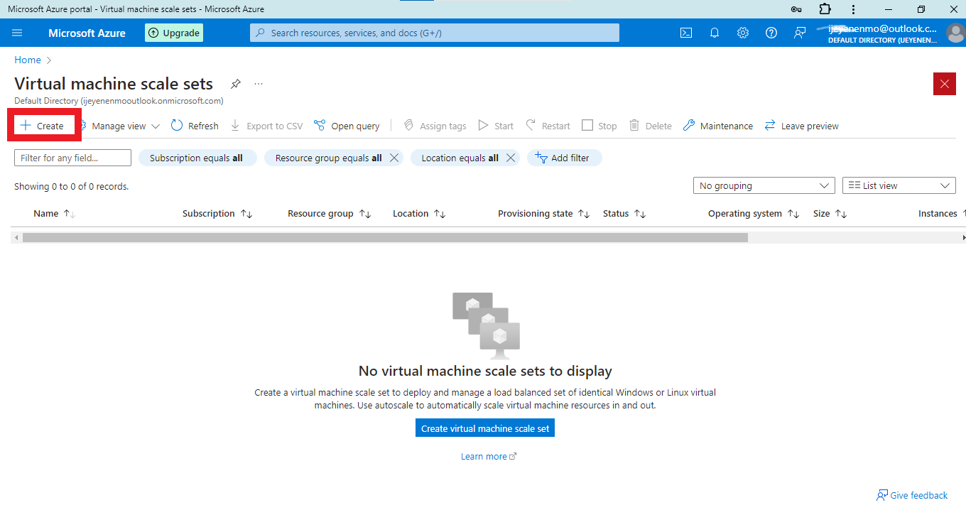 Click on create