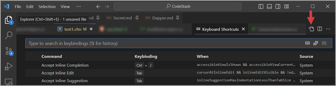 Shows button to open json file