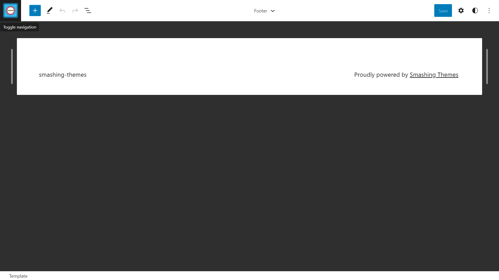 Footer Template Part Page on WordPress